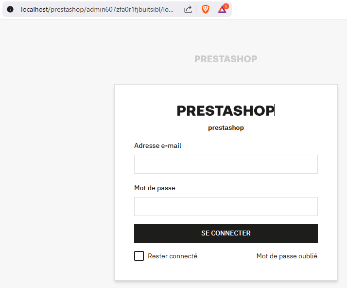 Backoffice prestashop panneau admin